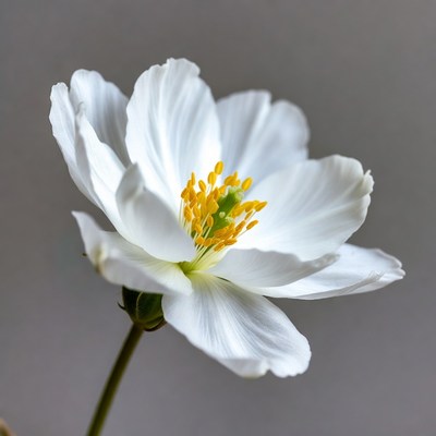 White Anemone Flower with Yellow Center