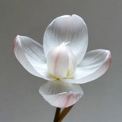 White Anemone Flower with Pink Edges