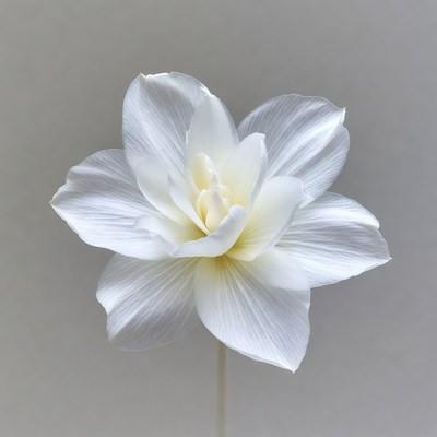 White Amaryllis Flower on Stem