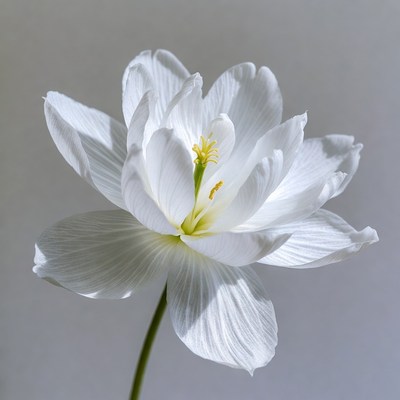 White Anemone Flower with Yellow Center