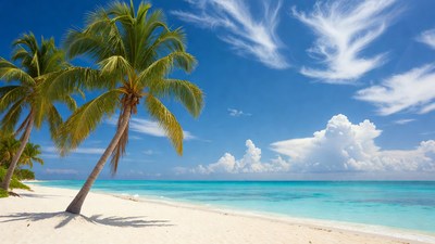 Palm Trees on Tropical Beach