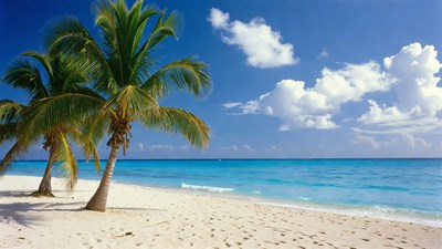Palm Trees on Tropical Beach