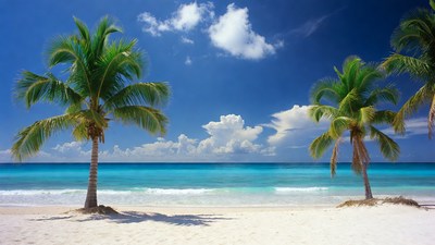 Palm Trees on Tropical Beach
