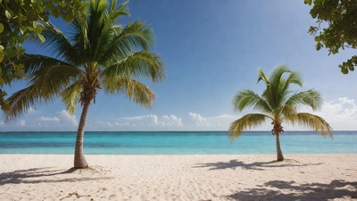 Palm Trees on Tropical Beach