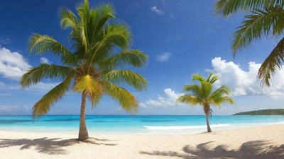 Palm Trees on Tropical Beach