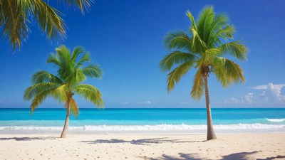 Palm Trees on Tropical Beach