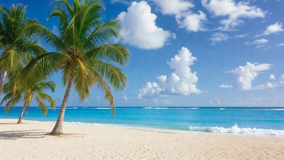 Palm Trees on Tropical Beach
