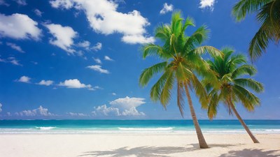 Palm Trees on Tropical Beach