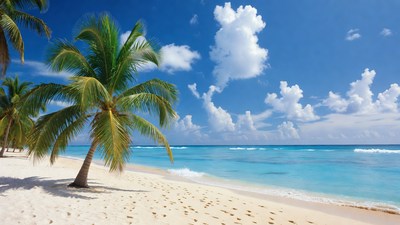 Palm Trees on Tropical Beach