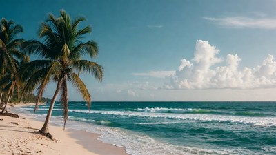 Palm Trees on Tropical Beach