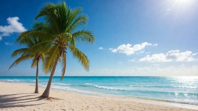 Palm Trees on Tropical Beach