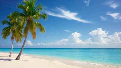 Palm Trees on Tropical Beach