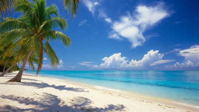 Tropical Beach with Palm Trees