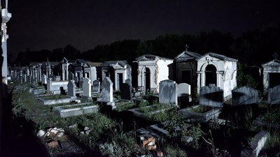 Abandoned Cemetery at Night