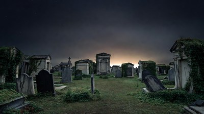 Abandoned Cemetery at Sunset