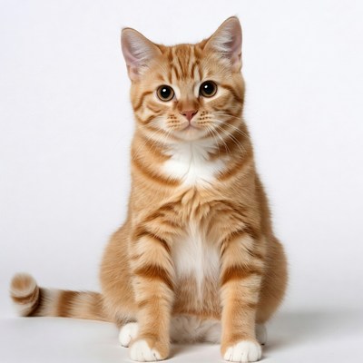 Orange tabby kitten sitting