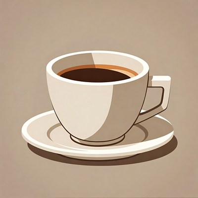 White Cup of Coffee with Saucer