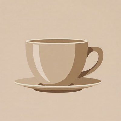 Brown teacup with saucer