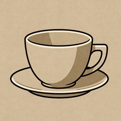 Brown teacup on saucer illustration