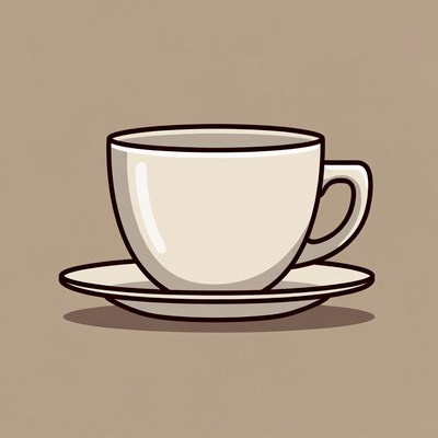 White Teacup on Saucer