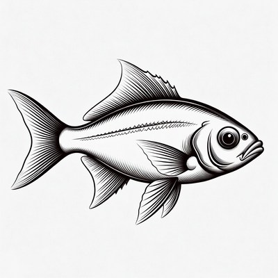 Black and white snapper fish illustration