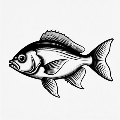 Black Sea Bream Fish Illustration