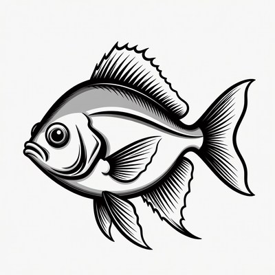 Black and white snapper fish illustration