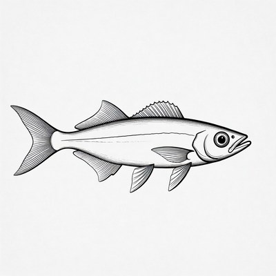 Black and white fish illustration