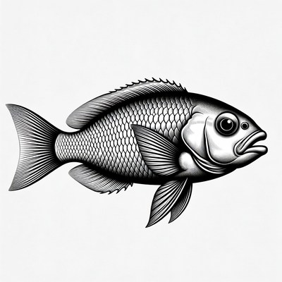 Black and white angelfish illustration