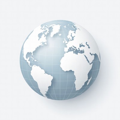 Blue Globe on White Background