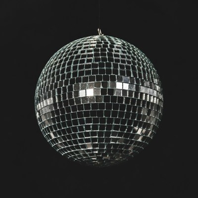 Disco Ball Hanging on Black Background