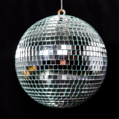 Disco Ball Hanging on Black Background