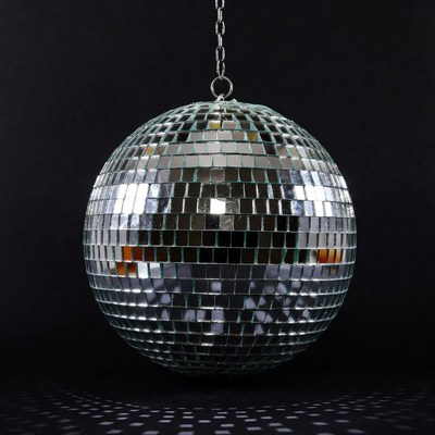 Disco Ball Hanging on Black Background
