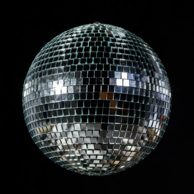 Shiny Disco Ball on Black Background