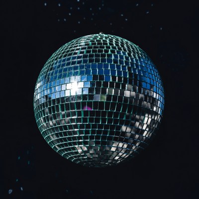 Shiny Disco Ball on Black Background