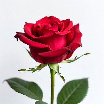 Red Rose on White Background