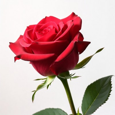 Red Rose on White Background