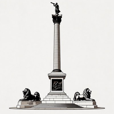Nelson Column Monument with Lions