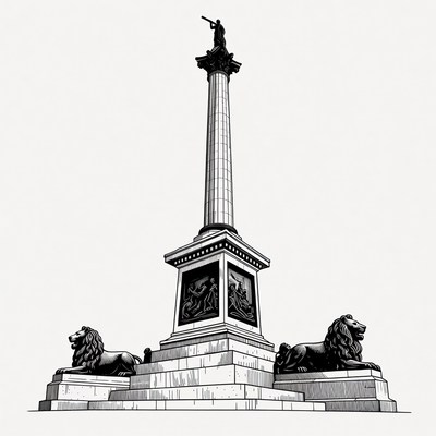 Nelson Column Monument with Lions