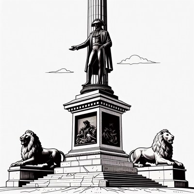 Napoleon Statue on Column with Lions