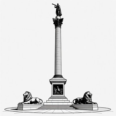 Nelson Column with Lions Illustration