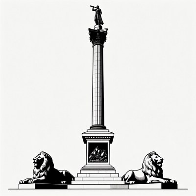 Nelson Column Monument with Lions