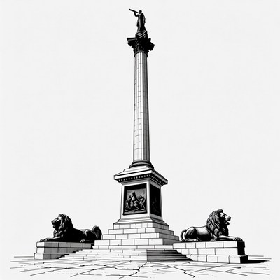 Nelson Column with Lions Illustration