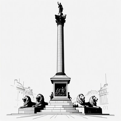 Nelson's Column with Lions Illustration