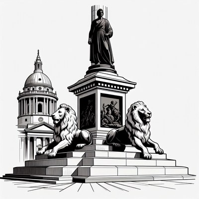 Nelson Column with Lions and Dome