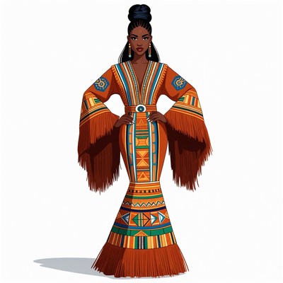 African woman in colorful tribal gown