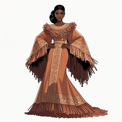 African-American woman in fringed gown
