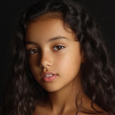 Young girl with curly hair
