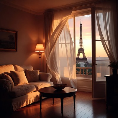 Paris Apartment Eiffel Tower Sunset View