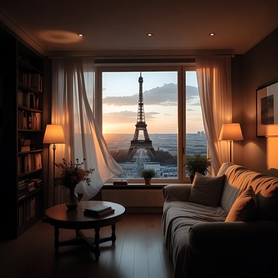 Eiffel Tower View from Cozy Apartment